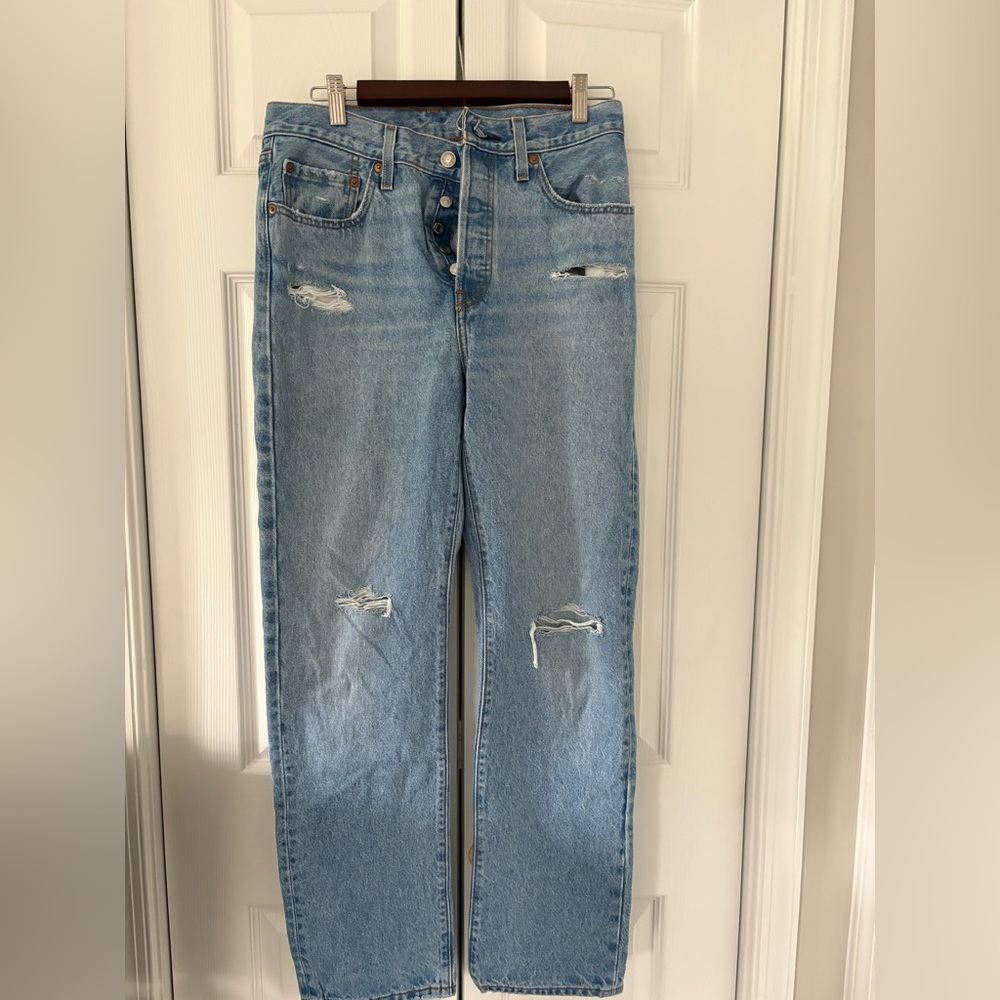 Levi's 501 White and Blue Denim Jeans